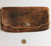 Vintage brown clutch bag thick leather handbag traditional country hippie style